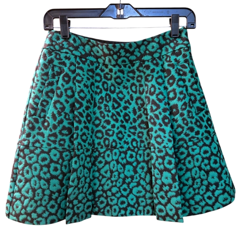 NWT Banana Republic emerald green leopard skirt 2P